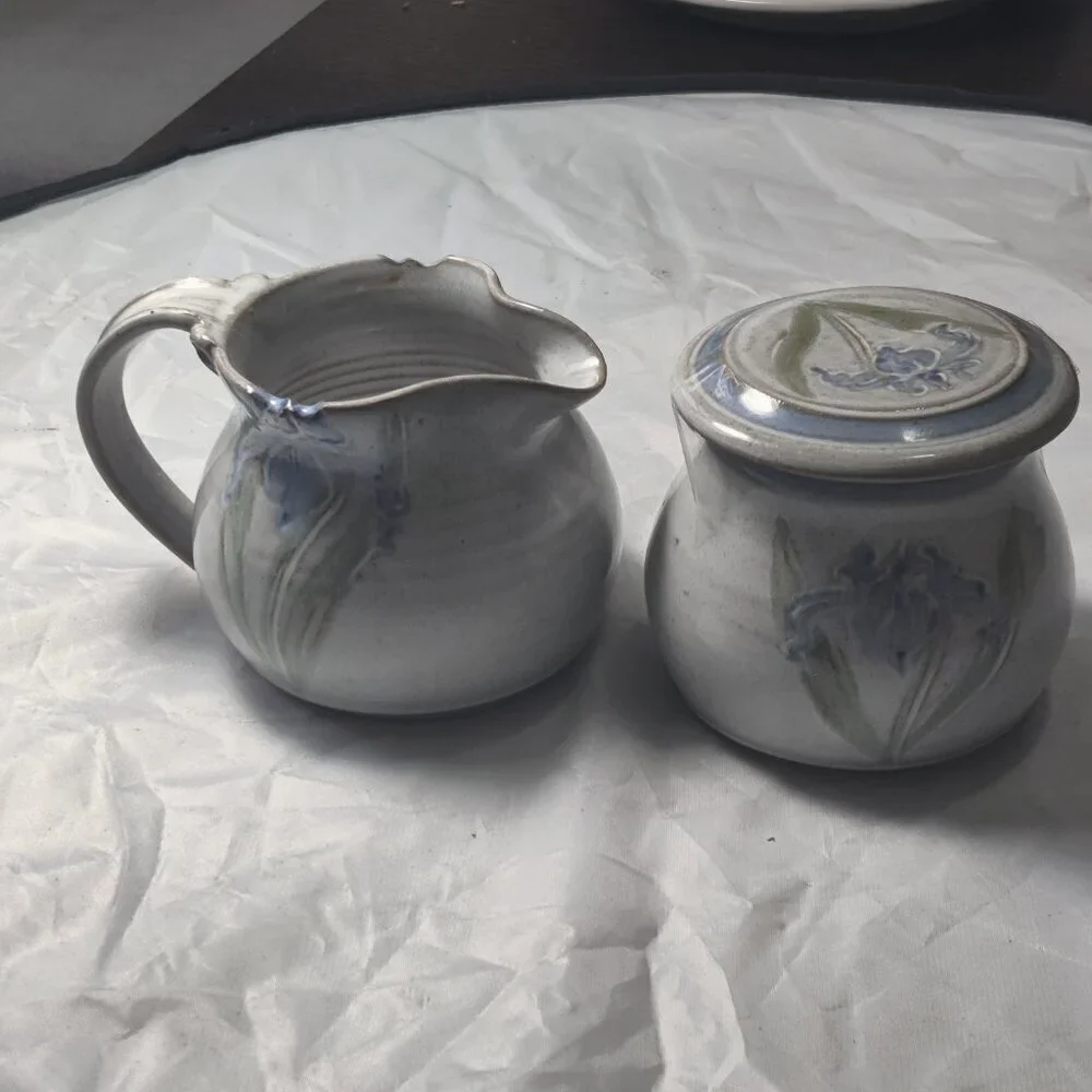 Handmade Pottery Cream & Sugar Set by Patricia Eggen, ' Iris